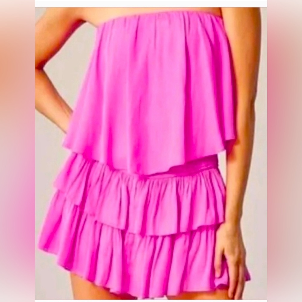Women's Pink Tiered Ruffle Romper